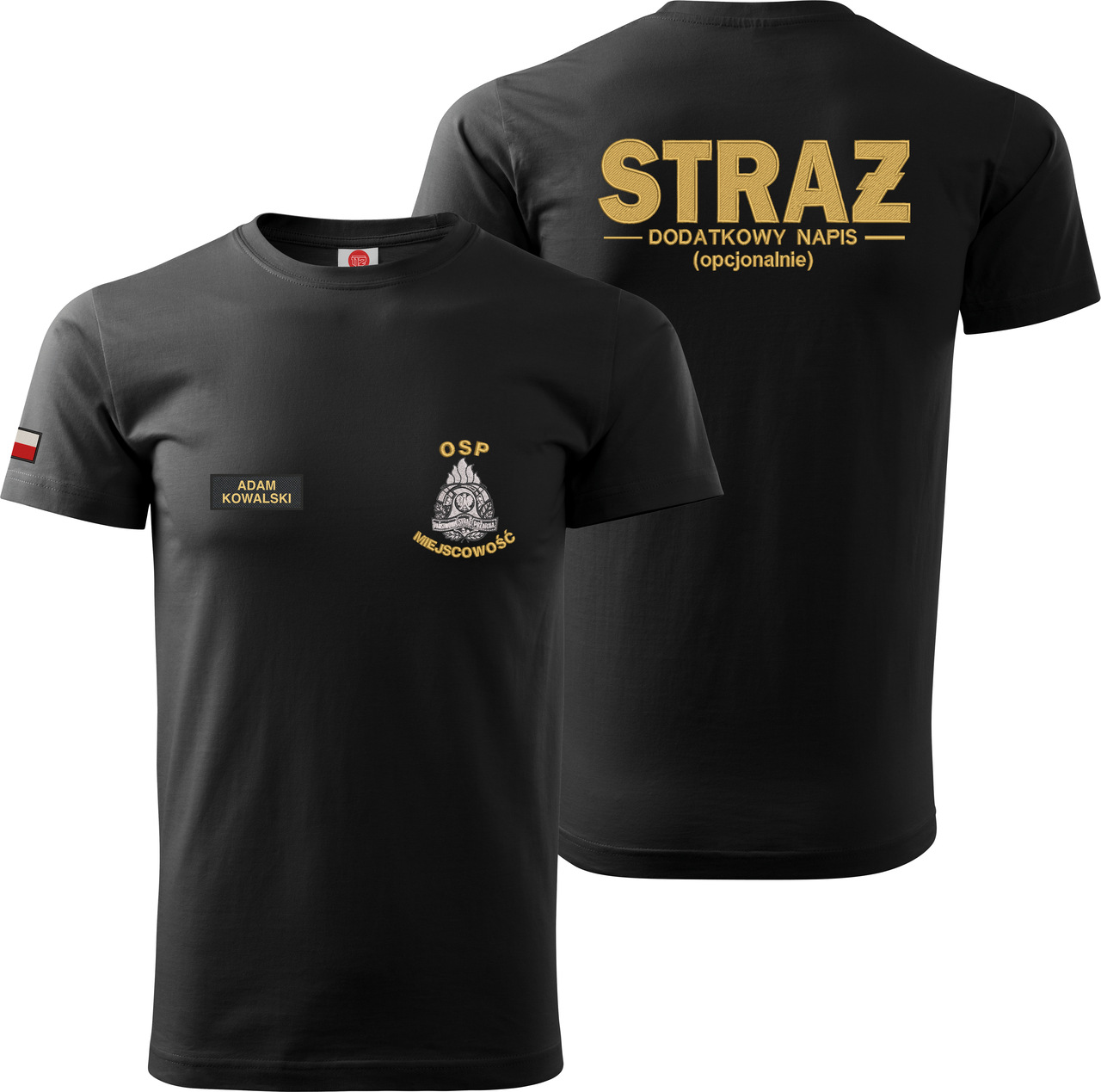 T-SHIRT PSP BW WZ08_1 Koszula t-shirt strażacka z haftem PSP WZ07