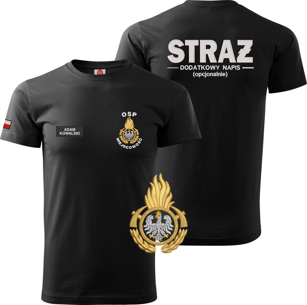 WZ02-TSHIRT_MIATURKA koszulka t-shirt strażacka ognik złoty
